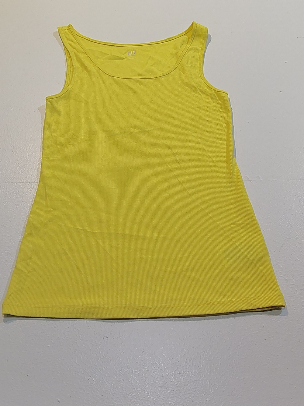 GAP  Women's Bright Yellow Ribbed Scoop Tank Top Size L